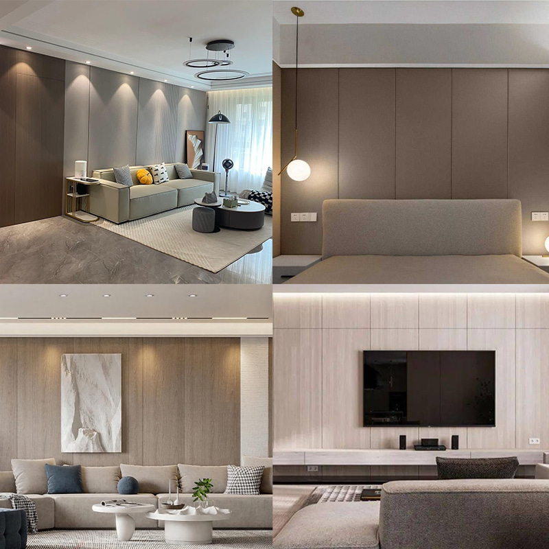 1220×2440mm PVC ecologic furnir din lemn Granulație Panouri decorative de perete pentru placarea pereților de interior Impermeabil Rezistent la zgârieturi Ușor de instalat
