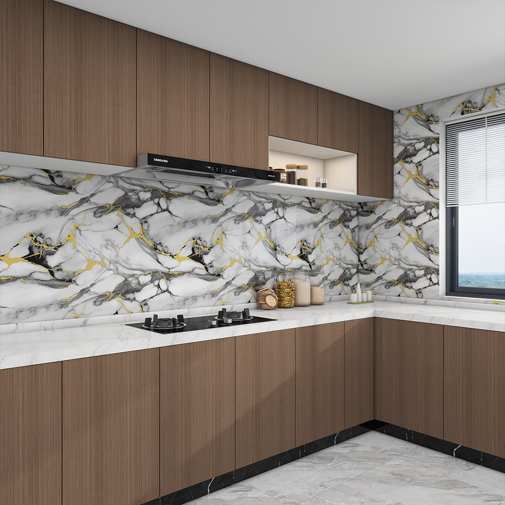 Rolă de tapet din marmură modernă, lucioasă, autoadeziv, impermeabil, pentru decorarea interioară a casei, autocolant din foaie de marmură