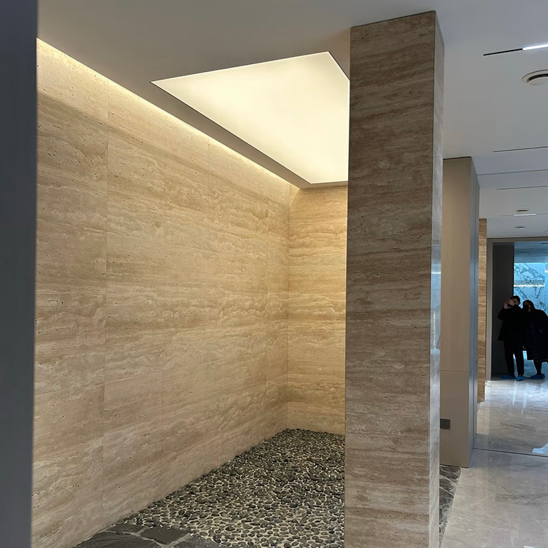 Furnir de țiglă ignifugă Faux interior îndoit Placi de perete moale Travertin Panouri de perete flexibile artificiale din piatră moale